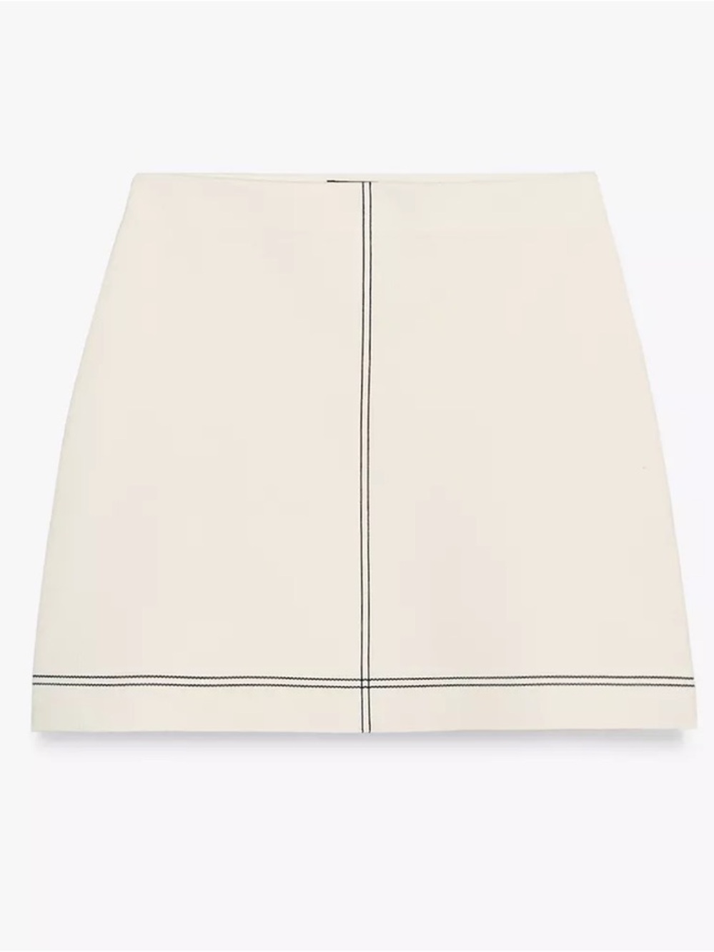 Zara Cream Mini Skirt with Contrast Stitching